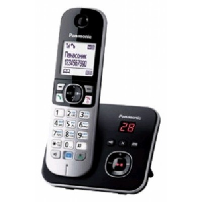 Телефон беспроводной (DECT) Panasonic KX-TG6821RUB черный, автоответчик,определитель номера,телефонный справочник 120 зап.