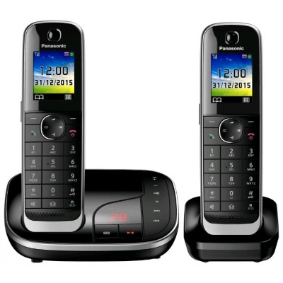 Телефон беспроводной (DECT) Panasonic KX-TGJ322RUB черный (труб. в компл.:2шт) автооветчик АОН