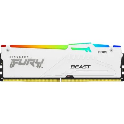 Оперативная память Kingston Fury Beast RGB, DDR5, 32Gb (1x32 Gb), 6400 MHz, CL32, радиатор, RGB, белый