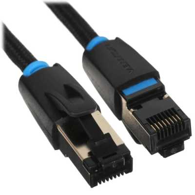 Патч-корд Vention прямой SFTP cat.8 RJ45 - 1м. Черный Тканевая оплетка IKGBF