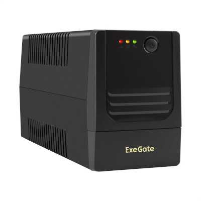 Источник бесперебойного питания ExeGate Power NB-650.LED.AVR.2SH (650VA/390W, LED, AVR, 2*Schuko, батарея 12V 7Ah, черный)