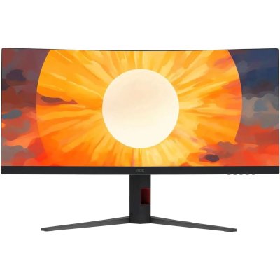 Монитор 34" AOC CU34G4 VA 3440x1440, 180 Гц, 0.5 мс, 21:9, 300 кд/м², HDMI 2.0, DP 1.4, 3.5 Jack, HDR10, FreeSync Premium, Adaptive-Sync, изогнутый экран (1500R), черный/красный