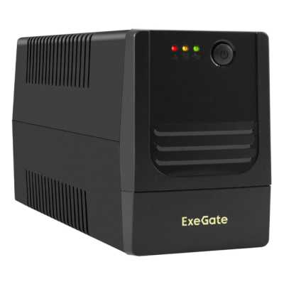 Exegate EX299753RUS ИБП ExeGate Power NB-600.LED.AVR.2SH (600VA/360W, LED, AVR, 2*EU/Тип F(Schuko), батарея 12V 7.2Ah, Black)