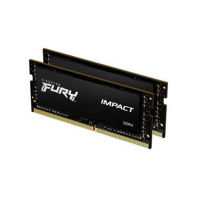 Оперативная память Kingston Fury Impact, DDR4, 16GB (2x8GB), 3200MHz, CL20, SO-DIMM