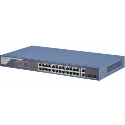 Коммутатор HiWatch SWT-1326P, 24×100 Мбит/с PoE + 2×1 Гбит/с Combo (RJ45/SFP), управляемый