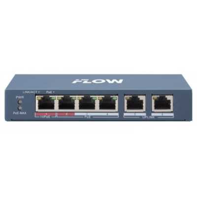 Неуправляемый коммутатор F-SW-EU206POE-V/L - Value СЕРИЯ(100M, PoE) 4 RJ45 100M PoE с грозозащитой 6кВ, iFLOW