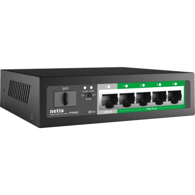 Коммутатор Netis P106GC, 4×1 Гбит/с PoE + 1×1 Гбит/с + 1×1 Гбит/с SFP, неуправляемый