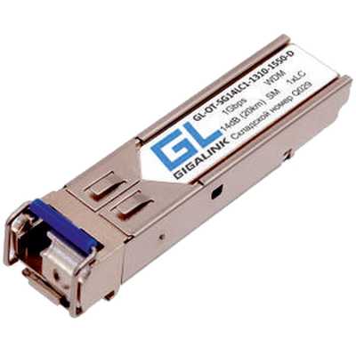 Сетевое оборудование GIGALINK GL-OT-SG14LC1-1550-1310-D Модуль SFP, WDM, 1Гбит/c, одно волокно SM, LC, Tx:1550/Rx:1310 нм, DDM, 14 дБ (до 20 км)