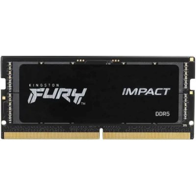 Оперативная память Kingston Fury Impact, DDR5, 16Gb (1x16Gb), 6400MHz, CL38, ECC, SO-DIMM, с радиатором, черный