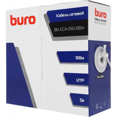 Кабель сетевой Buro BU-CCA-050-100m UTP 4 пары cat.5E solid 0.50мм CCA 100м серый