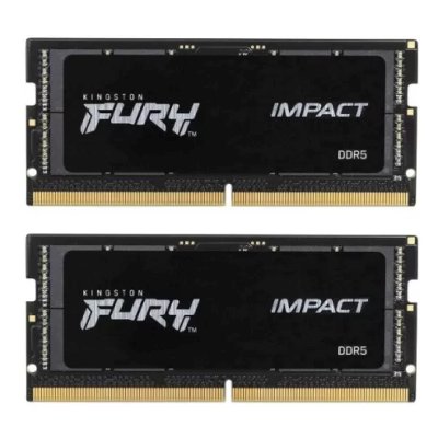 Оперативная память Kingston Fury Impact, DDR5, 32GB (2x16GB), 6400MHz, CL38, SO-DIMM, с радиатором, черный