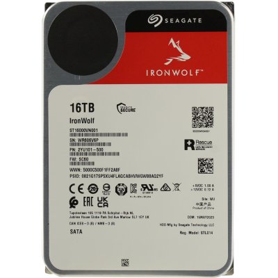 Жесткий диск HDD 16Tb 7200rpm SATA Seagate IronWolf 3.5" 6Gb/s 64Mb для NAS