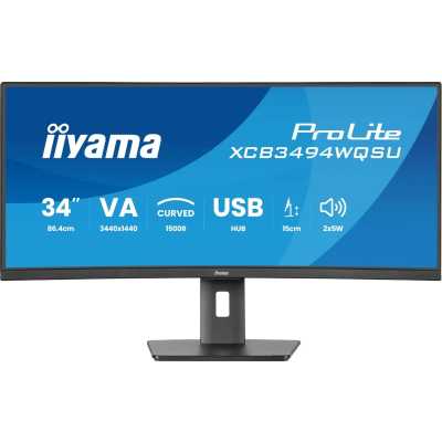 Монитор Iiyama 34" ProLite XCB3497WQSNPH-B1 черный VA LED 0.4ms 21:9 HDMI M/M матовая HAS 3000:1 350