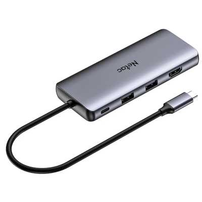 USB-концентратор Netac WF15, 11 in 1, Type-C to USB3.0*2+USB2.0*2+HDMI+PD+mSD/SD 2.0+Audio+RJ45+VGA (repl. NT08WF15-30GR)
