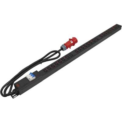 Блок распределения питания Powercom PDU-32AV24-18C3-6C9-3P верт.размещ. 18xC13 6xC19 3x32A IEC 60309 2м