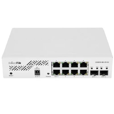 Коммутатор MikroTik CSS610-8G-2S+IN, 8×1 Гбит/с + 2×10 Гбит/с SFP+, управляемый