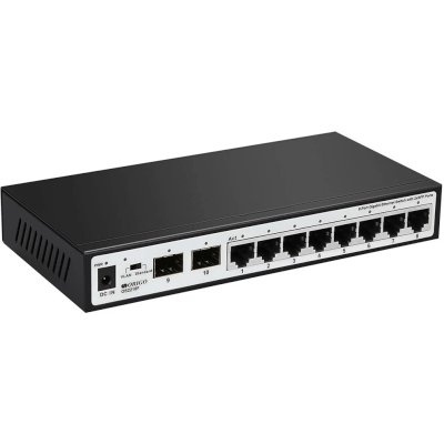 Коммутатор ORIGO OS2210F/A2A Конфигурируемый коммутатор, 8x1000Base-T, 2x1000Base-X SFP, DIP-переключатель, корпус металл