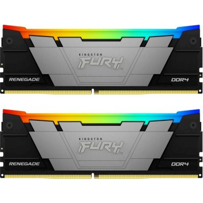 Оперативная память Kingston Fury Renegade, DDR4, 32GB (2x16GB), 3200MHz, CL16, DIMM, с радиатором, RGB, серебристый/черный