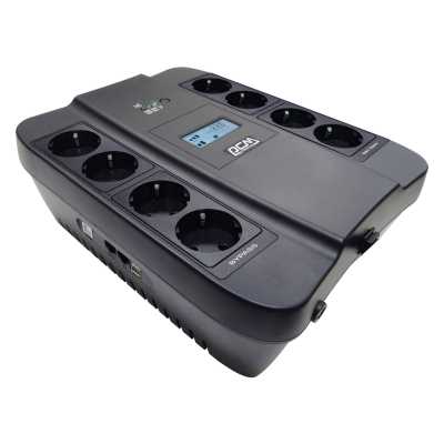 Источник бесперебойного питания Powercom Back-UPS SPIDER, Line-Interactive, LCD, AVR, 1100VA/605W, Schuko, USB, черный (1452054)