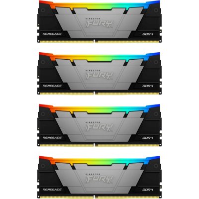 Оперативная память Kingston Fury Renegade, DDR4, 64GB (4x16GB), 3600MHz, CL16, DIMM, с радиатором, RGB, серебристый/черный