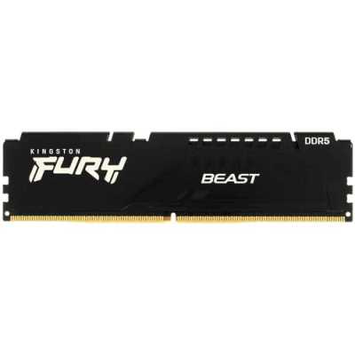 Оперативная память Kingston Fury Beast, DDR5, 8Gb (1x8GB), 5200MHz, CL40, DIMM, с радиатором, черный