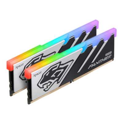 Оперативная память Apacer Panther RGB, DDR5, 32GB (2x16GB), 6000 MHz, CL40, с радиатором, черно-серый, RGB