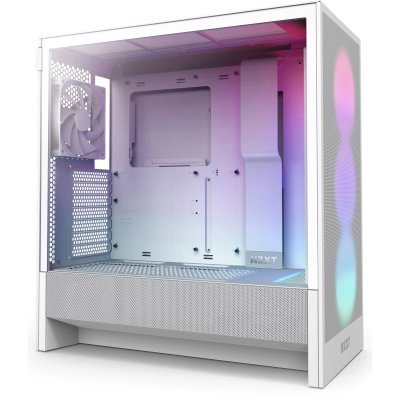 Корпус ПК без блока питания/ Case NZXT H5 Flow RGB, Midi-Tower, TG, 4x120mm RGB, 1xUSB-A 3.2 + 1xUSB-C 3.2, E-ATX, ATX, mATX, mITX White