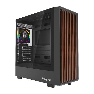 Корпус без блока питания/ Case HSPD F760, Mid Tower, Black, TG, 0.5 SPCC, 4x120mm ARGB E-ATX, ATX, mATX, mITX 165/420/200mm 2x2.5", 1x3.5", 7xPCI 1xUSB-A 3.0, 1xUSB-C 470x215x495mm