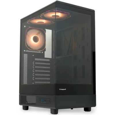 Корпус без блока питания/ Case HSPD F550, Mid Tower, Black, TG, 0.7 SPCC, no fans ATX, mATX, mITX 185/420/200mm 3x2.5", 3x3.5", 7xPCI 1xUSB-A 3.0, 1xUSB-C 433x245x473mm