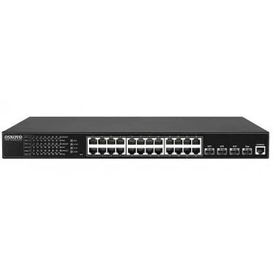 Коммутатор/ OSNOVO Гигабитный L3 PoE коммутатор на 28 портов, 24 *10/100/1000 Base-T PoE, 4*10G SFP+ Uplink, PoE на порт до 30W, суммарно до 400W