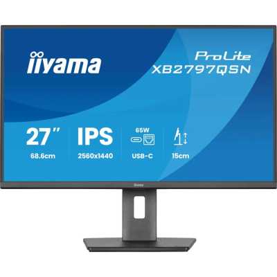 Монитор Iiyama 27" ProLite XB2797QSN-B1 черный IPS LED 16:9 HDMI M/M матовая HAS Piv 350cd 178гр/178гр 2560x1440 75Hz DP Quad 2K (1440p) USB 5.8кг