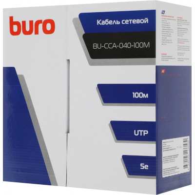 Кабель сетевой Buro BU-CCA-040-100M UTP 4 пары cat.5E solid 0.40мм CCA 100м серый