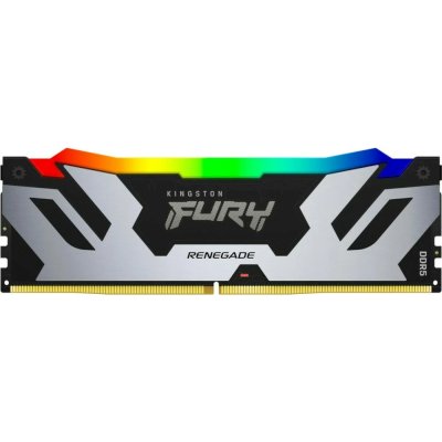 Оперативная память Kingston Fury Renegade, DDR5, 32Gb (1x32Gb), 6400MHz, CL32, DIMM, радиатор, RGB, серебристый/черный