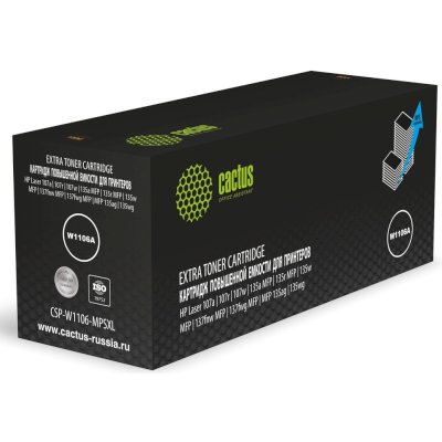 Картридж лазерный Cactus CSP-W1106-MPSXL (W1106A) черный (10000 стр.) для HP Laser 107a/107r/107w/135a MFP/135r MFP/135w MFP/137fnw MFP/137fwg MFP/MFP 135ag/135wg