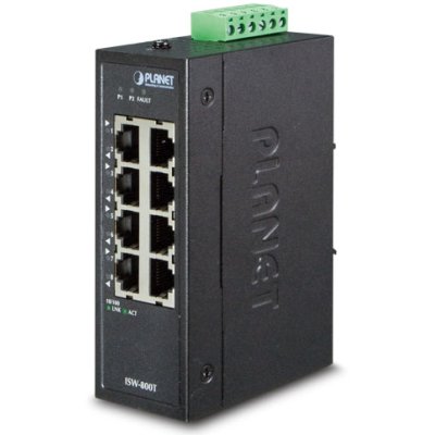 Коммутатор для монтажа в DIN рейку PLANET Technology ISW-800T IP30 Compact size 8-Port 10/100TX Fast Ethernet Switch (-40~75 degrees C)