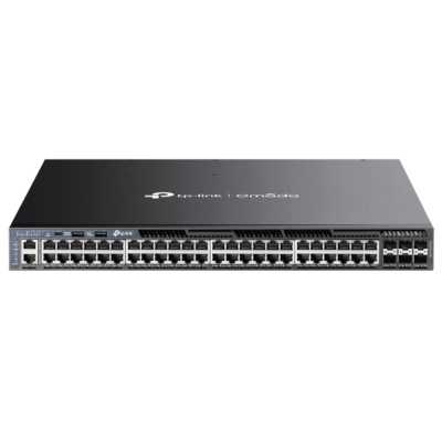 Стекируемый управляемый коммутатор TP-Link SG6654XHP 3го уровня Omada с 48 гигабитными портами PoE+ и 6 портами SFP+