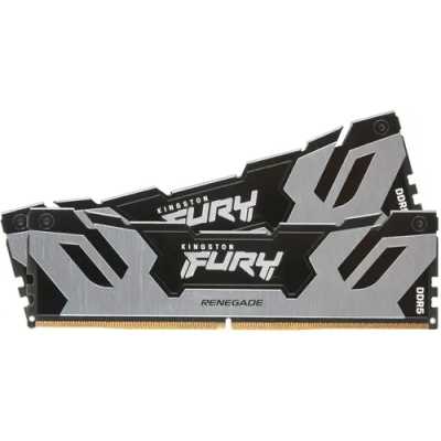 Оперативная память Kingston Fury Renegade, DDR5, 32GB (2x16GB), 6400MHz, CL32, DIMM, с радиатором, серебристый/черный