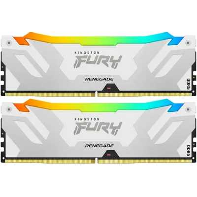 Оперативная память Kingston Fury Renegade, DDR5, 64Gb (2x32Gb), 6400MHz, CL32, DIMM, радиатор, RGB, белый