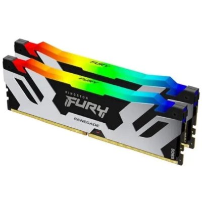 Оперативная память Kingston Fury Renegade, DDR5, 64GB (2x32 GB), 6400 MHz, CL32, DIMM, радиатор, RGB, серебристый/черный