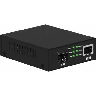 Медиаконвертер Gigabit Ethernet/ Медиаконвертер Gigabit Ethernet, SFP 1000Мбит/c, RJ45 10/100/1000Мбит/c, поддержка LFP. Металлический корпус. БП DC12V(1A) в комплекте. Размеры (ШхВхГ): 70x25x95мм. Вес: 0,2кг. Рабочая температура: -10…+55°С. Совместим с ш