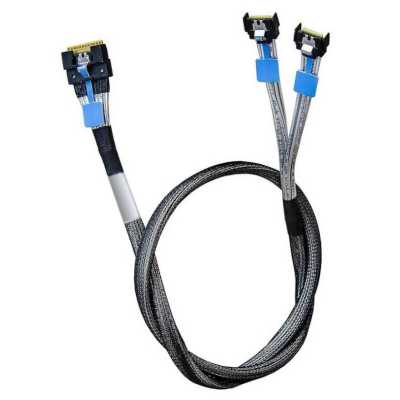 Кабель Amphenol RMC38-0824, Slimline SAS x8 74P -TO- 2x MCIO x4 38P, 85 Ohm, L: 80 см