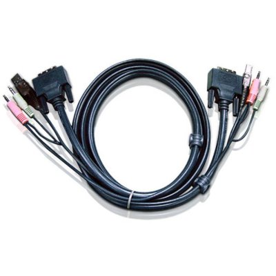 Кабель ATEN KVM USB(тип А Male)+DVI-D(Male)+2хАудио(Male) (-) USB(тип B Male)+DVI-D(Male)+2хАудио(Male) 3м., черный. CABLE DVI/USBA/SP.MC-DVI/USB B 3.0M