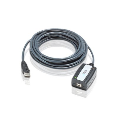 Кабель удлинитель активный(с усилителем) USB 2.0 AM/AF 5m, ATEN UE250-AT, 4 pin, опрессованный, серый