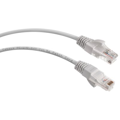 Шнур комм. Cabeus, кат. 5е, неэкр., U/UTP, RJ45/RJ45, LSZH, AWG24 20м, серый