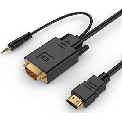 Кабель HDMI->VGA Cablexpert A-HDMI-VGA-03-5M, 19M/15M + 3.5Jack, медь, позол.разъемы, 5м, черный, пакет