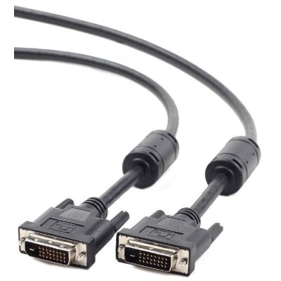 Кабель DVI-D dual link Gembird/Cablexpert CC-DVI2-BK-10M, 25M/25M, 10м, черный, экран, феррит.кольца, пакет