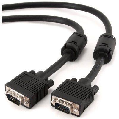 Кабель VGA Premium Cablexpert CC-PPVGA-15M-B, 15M/15M, 15м, черный, тройной экран, феррит.кольца, пакет