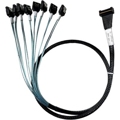 Кабель DiliVing DL-LP3143 Slimline LP x8 (SFF8654LP угловой) -to- 8 SATA (металл.защелки) , 100 Ohm, SAS3.0, 80CM