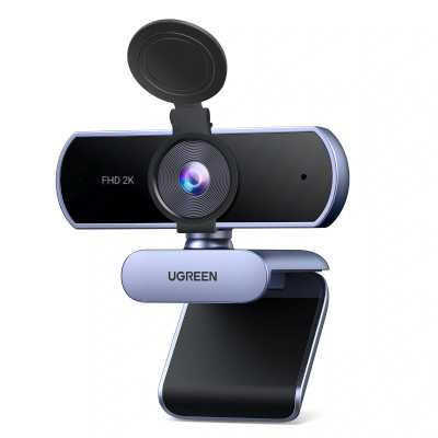 Веб-камера UGREEN CM717 2560x1440, 30 кадр/с, USB, микрофон (2 шт, шумоподавление), автофокус, универсальное крепление, серый