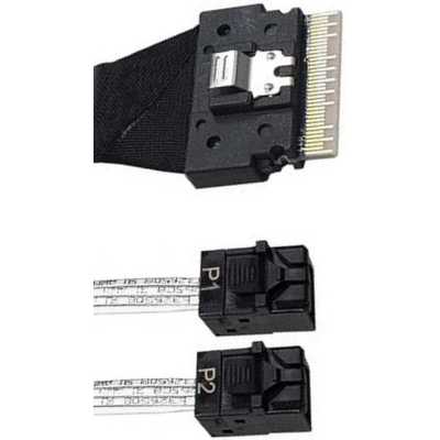 Кабель DiliVing DLSL74-8822 Slimline SASx8 (SFF8654) -to- 2 HDmSAS (белый) x4 (SFF8643 (NVMe Connection), 80cm, (аналог Broadcom 05-60002-00)